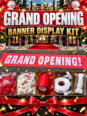 🎉 GRAND OPENING BANNER DISPLAY KIT – HUGE 9’8” BANNER + BALLOONS & DECOR!